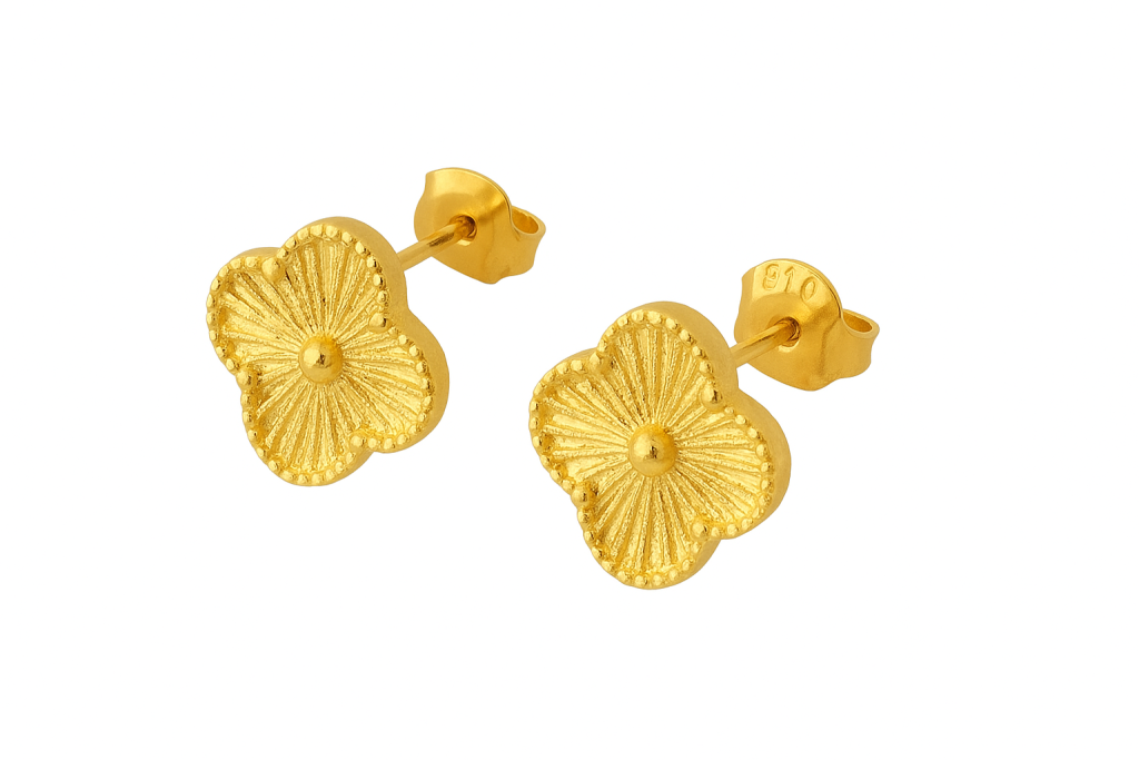 Brinco Inspiração trevo dourado pequeno