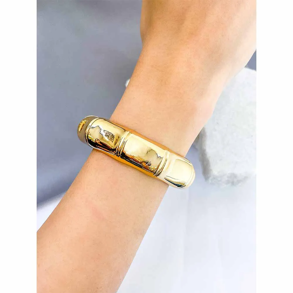 Bracelete Detalhe de Bambu Semijoia Ouro 18K - Imagem 2