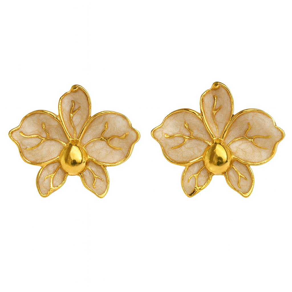 Brinco Flor Bege Pequena