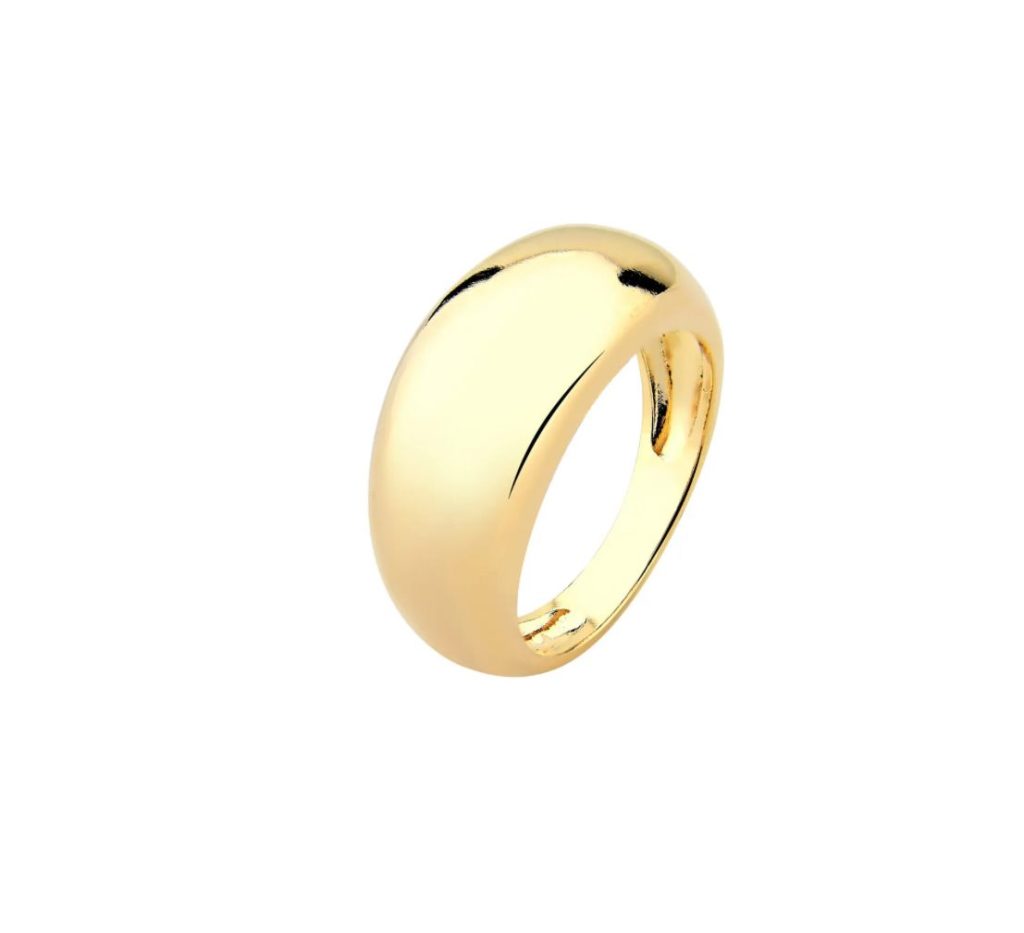 Anel Abaulado Liso Banhado à Ouro