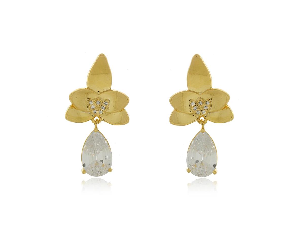 Brinco Pétalas com Zircônias