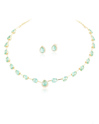 Conjunto Gotas de Cristal Verde